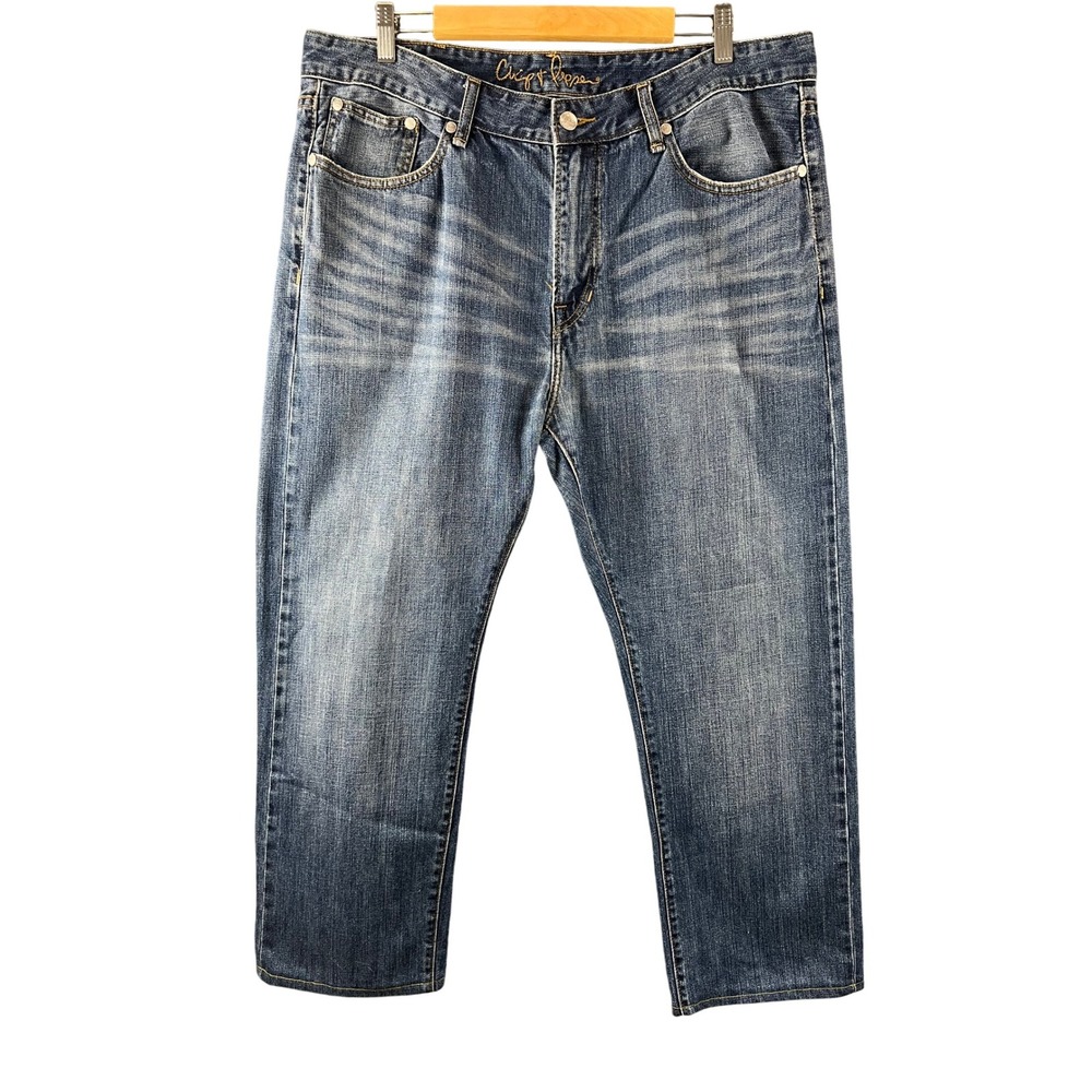 Chip &Pepper Simple Mens Jeans Blue Denim Straight Leg  38x27 Professionly Hem